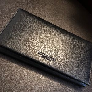 Coach black leather phone wallet
